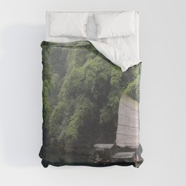 China Photography - Sailboat On The Forest River Duvet Cover