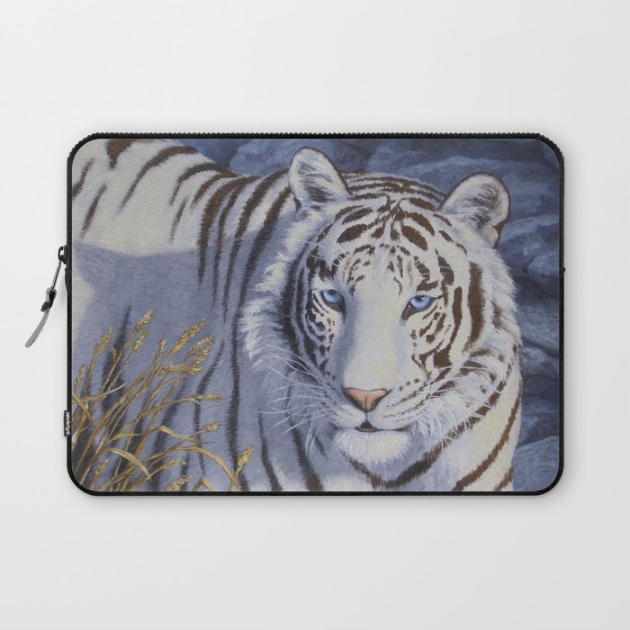 White Tiger with Blue Eyes Laptop Sleeve