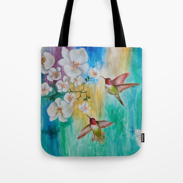 orchids and hummingbirds Tote Bag