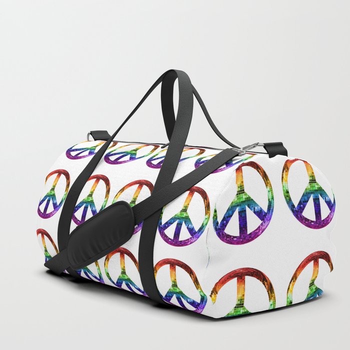 1970s Rainbow Disco Peace Sign Duffle Bag