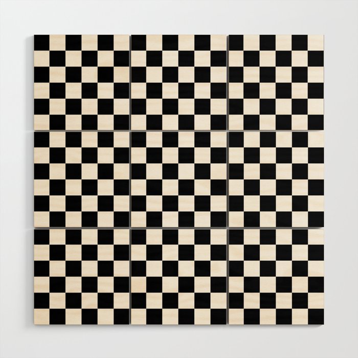 White and Black Checkerboard Wood Wall Art