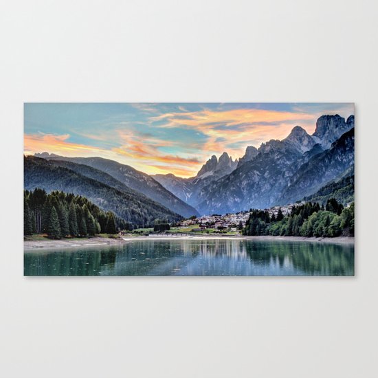 Mountain & Lake Sunset Canvas Print