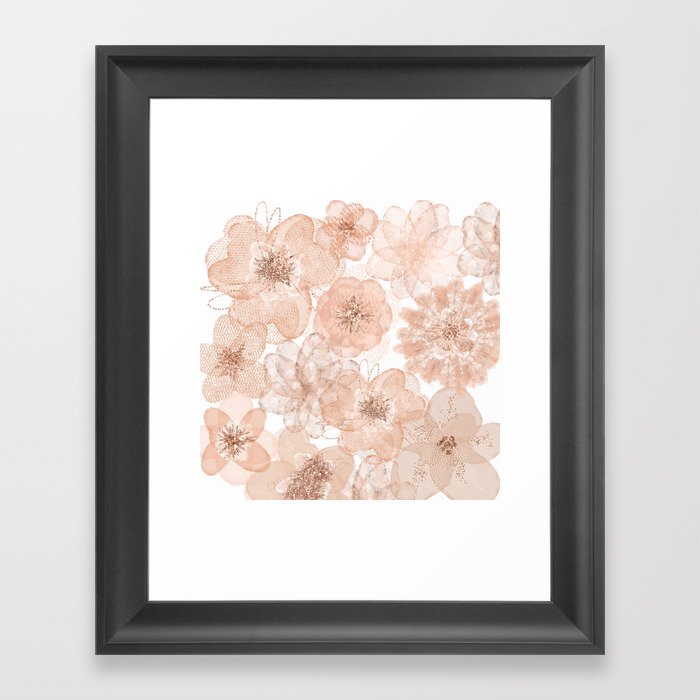Flowers and Lace- Floral pattern in pink Framed Art Print