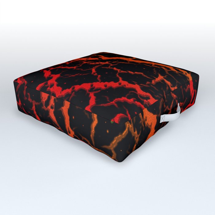 Cracked Space Lava - Red/Orange Outdoor Floor Cushion