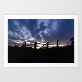 Wooden Fence at the Blue Hour Art Print