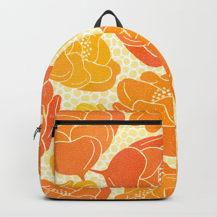 Orange Summer Poppies Floral Pattern Backpack