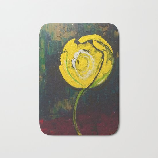 Golden Yellow Rose Acrylic Bath Mat