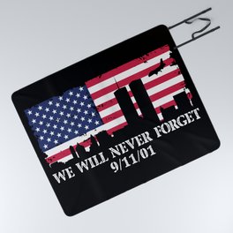 Patriot Day Never Forget 911 Anniversary Picnic Blanket