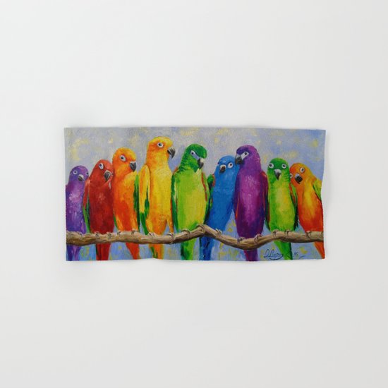 A flock of parrots, Hand & Bath Towel
