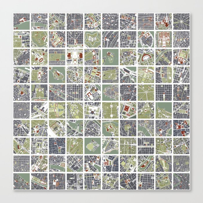 20 cities 20 Canvas Print