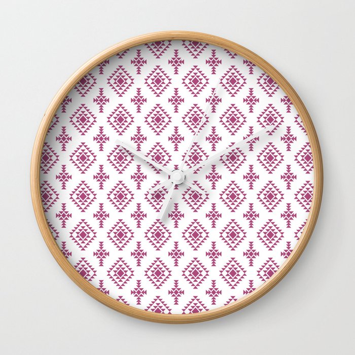 Magenta Native American Tribal Pattern Wall Clock