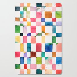 Watercolor checker Multicolored spring geometric Cutting Board