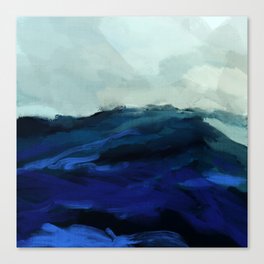 ocean wave blue abstract painting Canvas Print