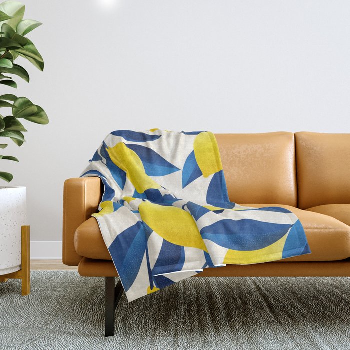 Yellow throw on sale blanket and pillows