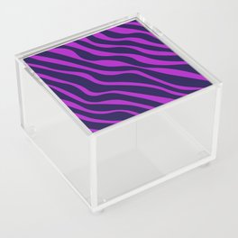 Abstract Retro Colorful Water Waves Art - Cetacean Blue and Heliotrope Magenta Acrylic Box