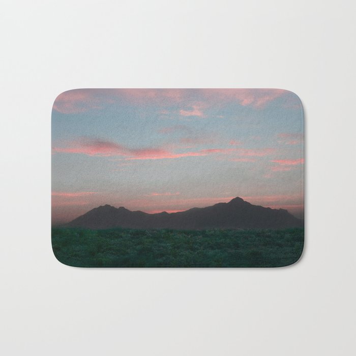 Mexico Photography - Beautiful Pink Sunset Over The Mountains Bath Mat