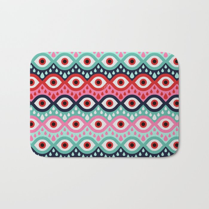 Garnished Eyes – Mint & Pink Bath Mat