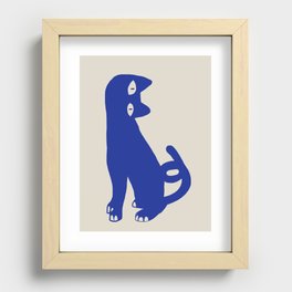 Color blue cat minimal Recessed Framed Print