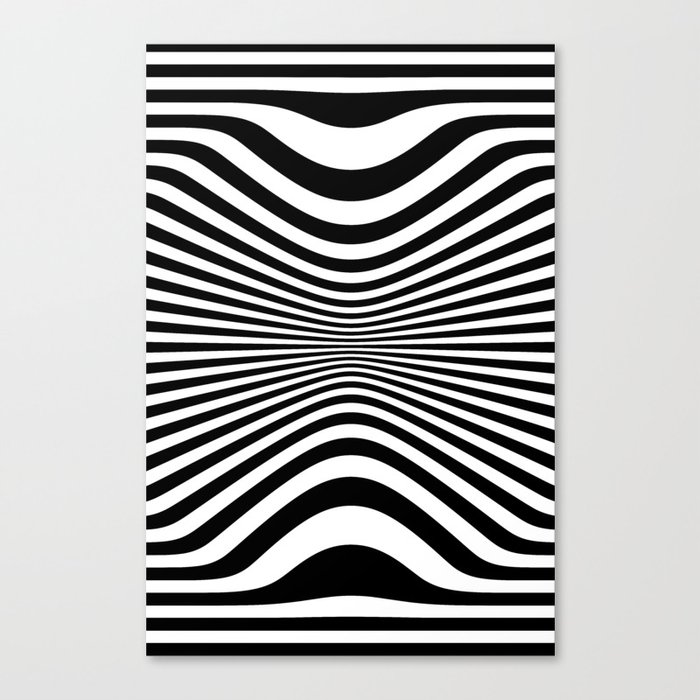 Black And White Stripes Op-Art Optical Illusion Retro Graphic Canvas Print