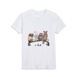 Tea owls , funny owl tea time painting by Holly Simental Kids T Shirt
