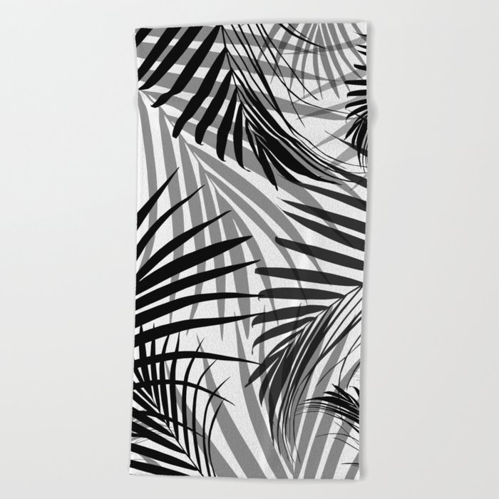 Black Palm Leaves Dream - Cali Summer Vibes #3 #tropical #decor #art #society6 Beach Towel