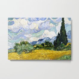 Wheat Field with Cypresses by Vincent Van Gogh from 1889 Metal Print | Painting, Yellow, Artarchive, Scenery, Green, Artmasterpiece, Summer, Vangogh, Blue, Impressionism 