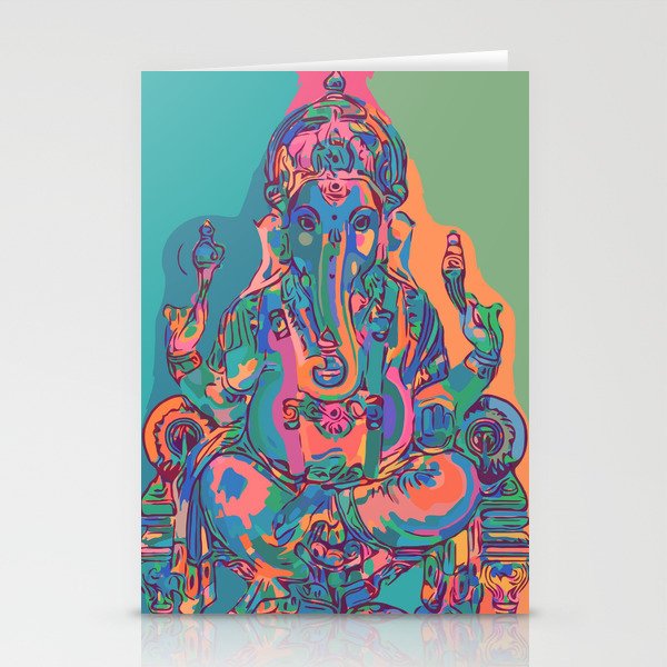 Ganesh in technicolor is Stationery Cards
