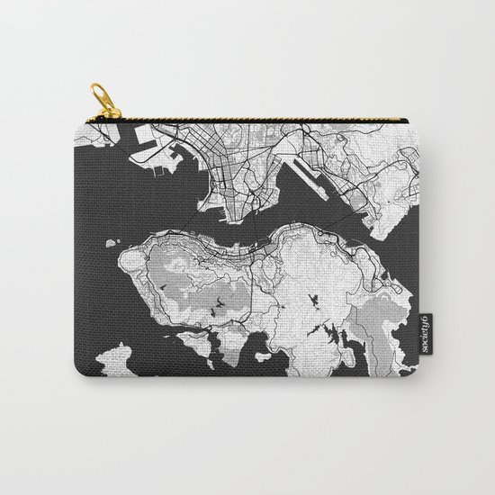 Hong Kong Map Gray Carry-All Pouch