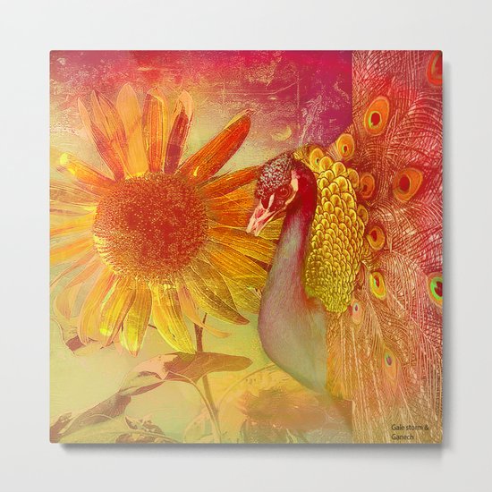 :: Sunflower and Ruebin the Royal Peacock :: by Gale storm and Joe Ganech Metal Print