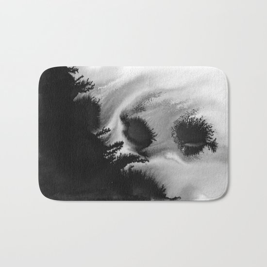 Black and white abstract brushstroke modern minimal monochromatic art print home decor college dorm Bath Mat