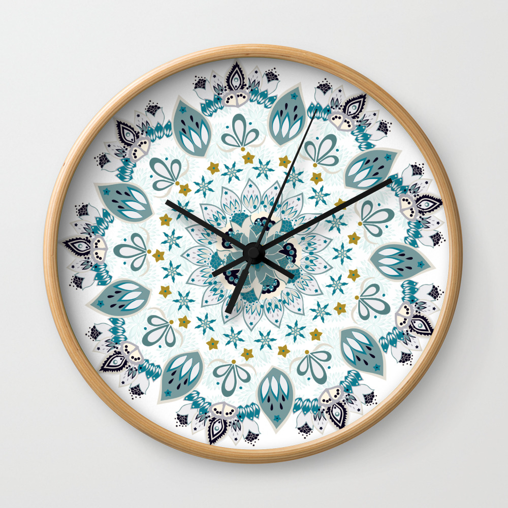 بصرف النظر عن مطوي تقدير  Light blue bohemian mandala Wall Clock by BrankaPD | Society6