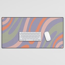 Wavy Loops Retro Abstract Pattern in Periwinkle, Orange, Celadon, and Blush Desk Mat