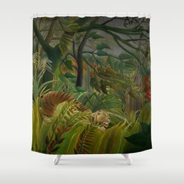 Henri Rousseau - Tiger in a Tropical Storm - Surprised! Shower Curtain