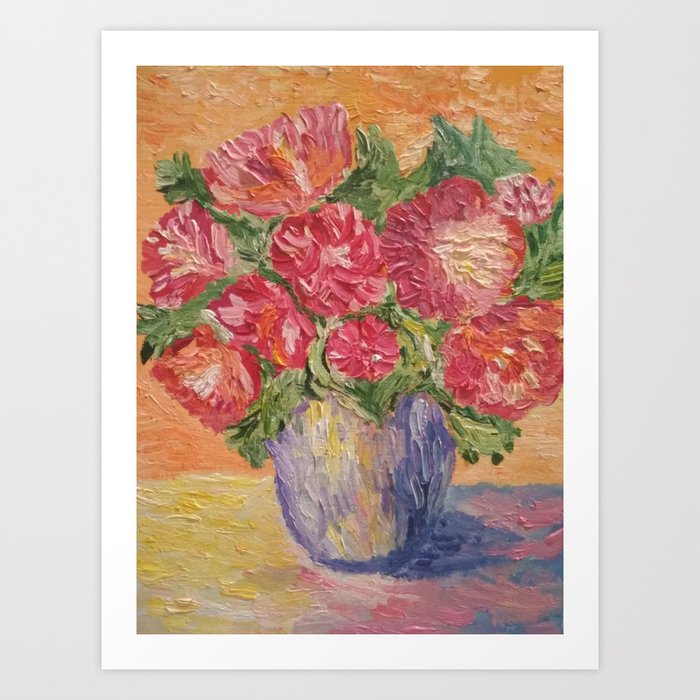 Vase With Peonies Oil Painting Art Print By Ramziya Society6