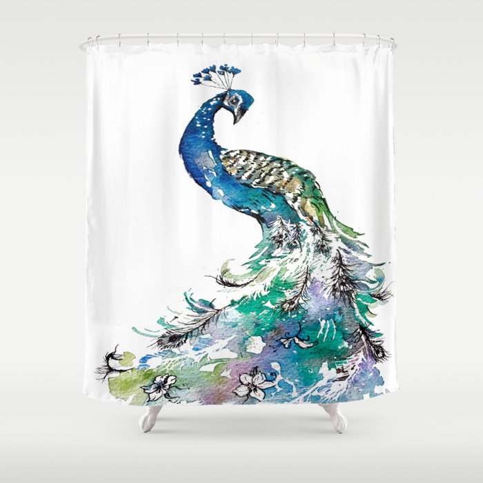 The Elegant Peacock Shower Curtain