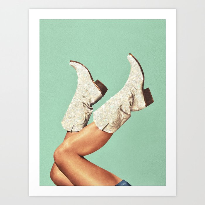 These Boots - Glitter Teal Green II Art Print