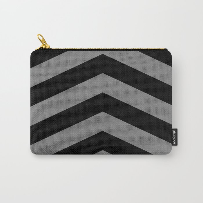 Wide Grey and Black Chevron Stripes Carry-All Pouch