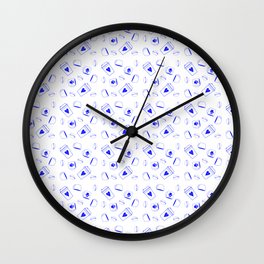 Bright Blue Coffee Pattern Wall Clock