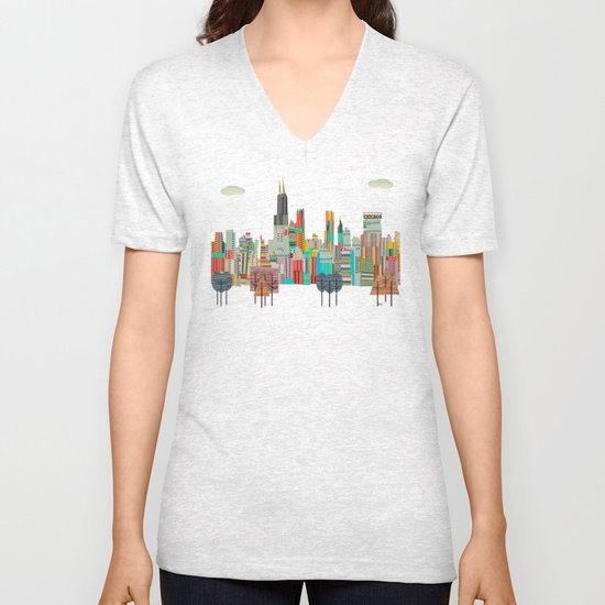 Chicago city (summer days) Unisex V-Neck