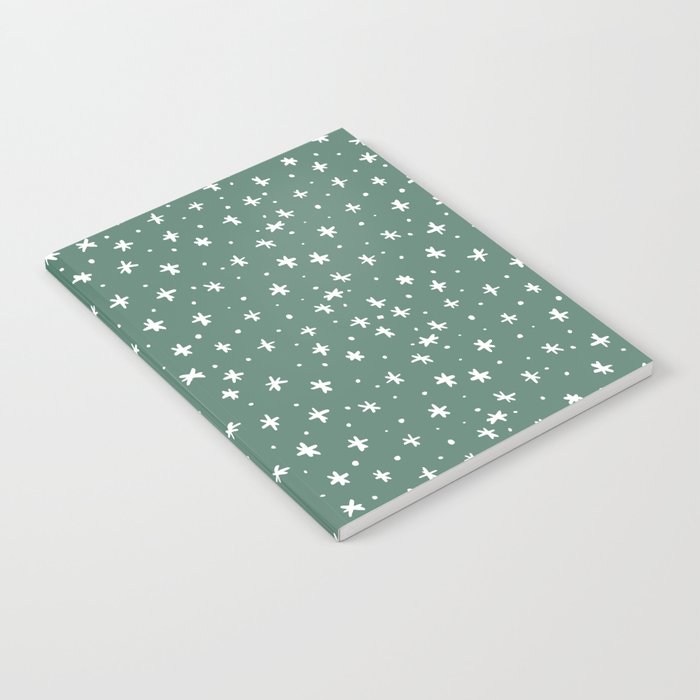 Snowflakes and dots - green and white Notebook