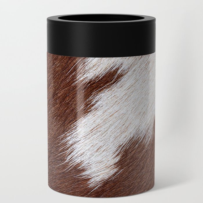 Tan Brown + White Howdy Cowhide  Can Cooler