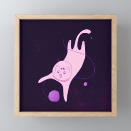 Funny Cat is Playing in Space Framed Mini Art Print