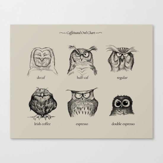 Caffeinated Owls Canvas Print