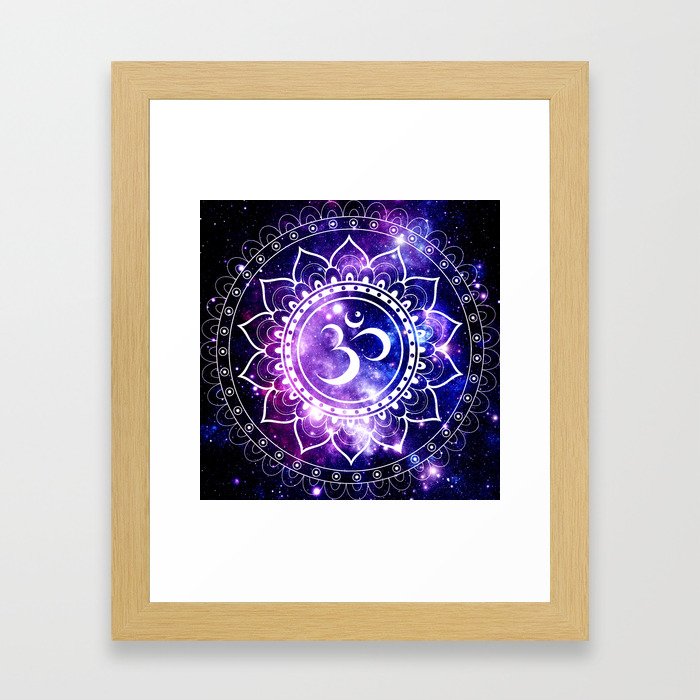 om mandala: purple blue space Framed Art Print