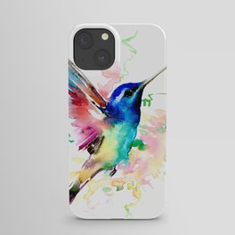 Hummingbird , Blue Turquoise Pink iPhone Case