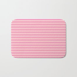 [ Thumbnail: Hot Pink & Light Yellow Colored Striped Pattern Bath Mat ]