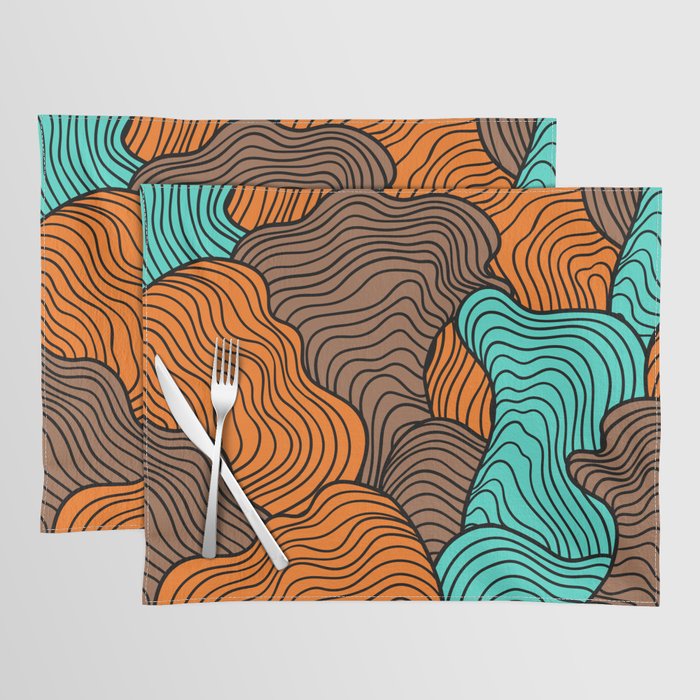 Coral Reefs Abstract - Brown, blue & orange Placemat