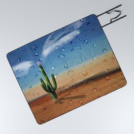 After Rain-Saguaro Cactus-Desert-Water droplets Picnic Blanket