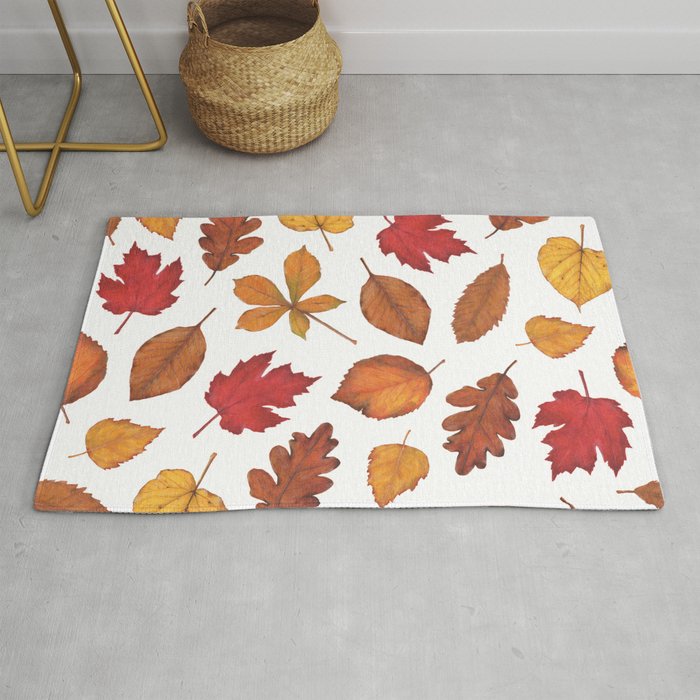 Autumn Leaves Watercolor Pattern | Fall Leaves | Autumn Foliage Design | Rug