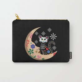 Muertos Day Of Dead Sugar Skull Cat Moon Halloween Carry-All Pouch